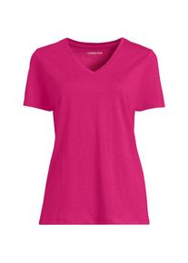 LANDS' END Supima Kurzarm-Shirt mit V-Ausschnitt f&uuml;r Damen, Damen, size: regular, Pink, Baumwolle, by Lands' End