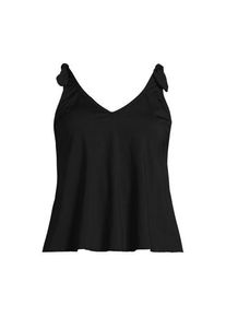 LANDS' END Tankini-Top mit geknoteten Tr&auml;gern und Flattersaum f&uuml;r Damen in Plus-Gr&ouml;&szlig;e, Damen, size: plus, Schwarz, Elasthan/Nylon-Mischung, by Lands' End