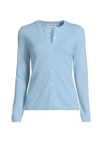 LANDS' END Kaschmir-Cardigan mit rundem Ausschnitt in Petite-Gr&ouml;&szlig;e, Damen, size: petite, Blau, Kaschmir, by Lands' End