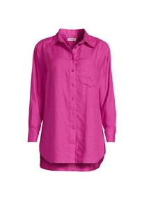 LANDS' END Langes Oversized Premium Reinleinen-Hemd in Petite-Gr&ouml;&szlig;e, Damen, size: petite, Pink, Leinen, by Lands' End
