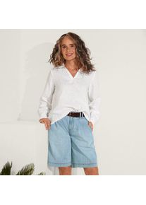 LANDS' END Leichte Jeans-Bermudashorts mit Bundfalten f&uuml;r Damen, Damen, size: regular, Blau, Baumwolle, by Lands' End