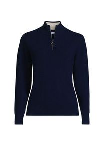 LANDS' END Merino-Pullover mit Rei&szlig;verschluss f&uuml;r Damen in Petite-Gr&ouml;&szlig;e, Damen, size: petite, Blau, Wolle, by Lands' End