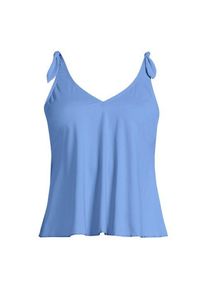 LANDS' END Tankini-Top mit geknoteten Tr&auml;gern und Flattersaum f&uuml;r Damen in Lang-Gr&ouml;&szlig;e, Damen, size: regular, Blau, Elasthan/Nylon-Mischung, by Lands' End