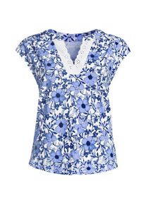 LANDS' END Baumwolle/Modal-Shirt mit Lochstickerei f&uuml;r Damen, Damen, size: regular, Blau, Elasthan/Baumwoll-Mischung/Baumwolle Modal, by Lands' End