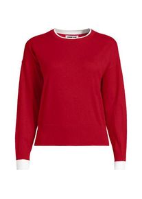 LANDS' END Feinstrick-Baumwollpullover mit unterlegtem Ausschnitt, Damen, size: regular, Rot, Baumwolle, by Lands' End