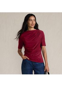 LANDS' END Silk Knit Gerafftes Shirt mit ellbogenlangen &Auml;rmeln f&uuml;r Damen, Damen, size: regular, Rot, Polyester-Mischung, by Lands' End