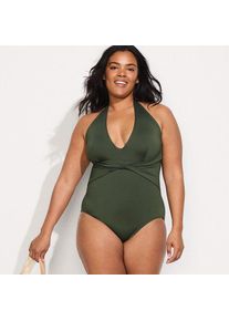 LANDS' END Figurformender Neckholder-Badeanzug, hoher Beinausschnitt f&uuml;r Damen in Plus-Gr&ouml;&szlig;e, Damen, size: plus, Gr&uuml;n, Elasthan/Nylon-Mischung, by Lands' End