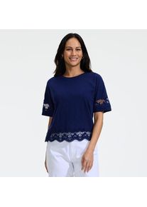 LANDS' END Flammgarn-Shirt mit Bord&uuml;ren f&uuml;r Damen, Damen, size: regular, Blau, Baumwolle, by Lands' End