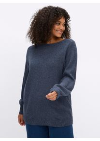sheego Gro&szlig;e Gr&ouml;&szlig;en Strickpullover mit U-Boot-Ausschnitt, tiefblau-meliert, Gr&ouml;&szlig;e 56/58 - Damen