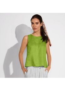 LANDS' END Leinentop mit Knopfleiste am R&uuml;cken f&uuml;r Damen, Damen, size: regular, Gr&uuml;n, Leinen, by Lands' End