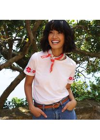 LANDS' END Supima Rundhalsshirt mit Stickereien f&uuml;r Damen, Damen, size: regular, Wei&szlig;, Baumwolle, by Lands' End