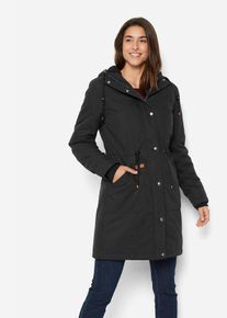 bonprix Parka gef&uuml;ttert, schwarz, Gr.46, Warmer, gef&uuml;tterter Parka mit Kapuze mit Teddyfleece-Einsatz, 65% Baumwolle