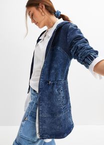bonprix leichter Jeansparka, blau, Gr.46, L&auml;ssiger Jeansparka mit Kapuze und seitlichen Eingriffstaschen, 92% Baumwolle