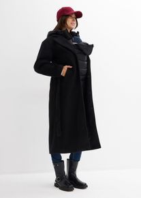 bonprix 6-in-1 Umstandsmantel mit Babyeinsatz mit herausnehmbarer Weste, schwarz, Gr.50, Umstandsmantel und Weste mit Trage- und Schwangerschaftseinsatz