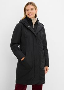 bonprix leicht wattierter Kurzmantel mit Kapuze, schwarz, Gr.52, Attraktiver Mantel mit Kapuze und praktischen Eingrifftaschen