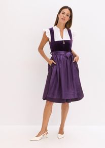 bonprix Dirndl mit Samt in Midil&auml;nge (2-tlg.Set), lila, Gr.48, Traditionelles Dirndl mit hochwertigen Samtmieder und changierender Sch&uuml;rze. Der Rock ist mit einem angenehmen Baumwollfutter ausgestattet., aus Samt