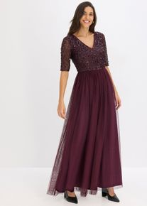bonprix Abendkleid aus zartem T&uuml;ll mit Paillettenstickerei, rot, Gr.48, Elegantes Kleid aus T&uuml;ll mit bezaubernder Paillettenstickerei im Oberteil