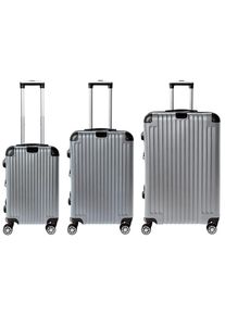 Novel Reisekofferset, Silber, Metall, Kunststoff, Textil, 3-teilig, 30x76x49 cm, Bsci, Zahlenschloss, 360&deg;-Rollensystem, Tragehenkel, Netzfach, Freizeit, Koffer & Taschen, Kofferset