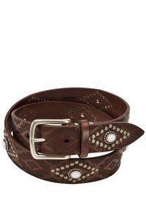 Brunocenere Herren Butteri-G&uuml;rtel Cabochons Braun Rindleder