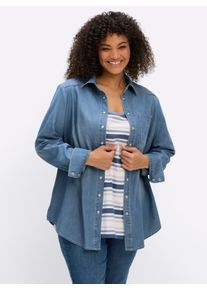sheego Gro&szlig;e Gr&ouml;&szlig;en Jeansbluse in leichter Waschung, blue-bleached, Gr&ouml;&szlig;e 54 - Damen
