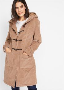 bonprix Gef&uuml;tterter Cord-Dufflecoat, braun, Gr.56, Gef&uuml;tterter Cord-Dufflecoat mit Kapuze und Knebelkn&ouml;pfen, aus Cord