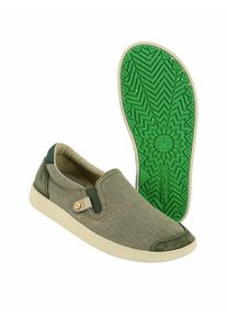 Satorisan S.L Herren Slipper Kung Fu Gr&uuml;n Twill-Baumwolle mit Veloursleder
