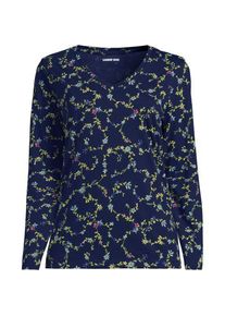 LANDS' END Supima&reg; Langarm-Shirt mit V-Ausschnitt f&uuml;r Damen, Damen, size: regular, Blau, Baumwolle, by Lands' End