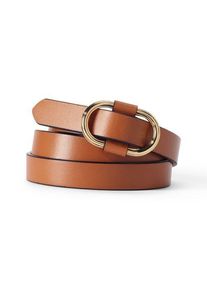 LANDS' END Stufenlos verstellbarer schmaler Lederg&uuml;rtel f&uuml;r Damen, Damen, size: regular, Braun, Leder, by Lands' End