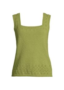 LANDS' END Feinstrick-Top mit Ajourdetails f&uuml;r Damen, Damen, size: regular, Gr&uuml;n, Baumwoll-Mischung/Polyester-Mischung, by Lands' End