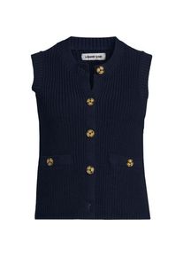 LANDS' END &Auml;rmellose Rippstrick-Weste f&uuml;r Damen, Damen, size: regular, Blau, Baumwolle, by Lands' End