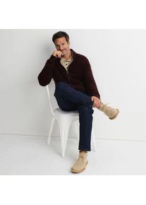 LANDS' END Weicher, strukturierter Cardigan mit durchg&auml;ngigem Rei&szlig;verschluss f&uuml;r Herren, Herren, size: regular, Lila, Wolle/Polyester/Polyacryl, by Lands' End