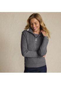 LANDS' END Feinstrick-Pullover mit Rei&szlig;verschluss f&uuml;r Damen in Petite-Gr&ouml;&szlig;e, Damen, size: petite, Grau, by Lands' End