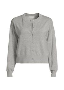 LANDS' END Kurzer Feinstrick-Cardigan aus Baumwolle f&uuml;r Damen, Damen, size: regular, Grau, Baumwolle, by Lands' End