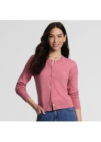LANDS' END Kurzer Feinstrick-Cardigan aus Baumwolle f&uuml;r Damen, Damen, size: regular, Rot, Baumwolle, by Lands' End