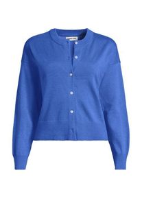 LANDS' END Kurzer Feinstrick-Cardigan aus Baumwolle f&uuml;r Damen, Damen, size: regular, Blau, Baumwolle, by Lands' End
