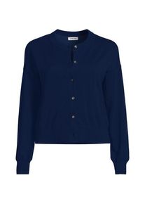 LANDS' END Kurzer Feinstrick-Cardigan aus Baumwolle f&uuml;r Damen, Damen, size: regular, Blau, Baumwolle, by Lands' End