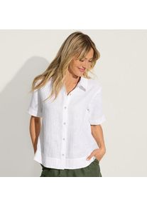LANDS' END Premium Reinleinen-Hemd mit kurzen &Auml;rmeln f&uuml;r Damen, Damen, size: regular, Wei&szlig;, Leinen, by Lands' End
