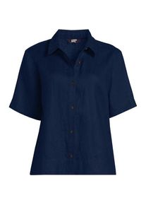 LANDS' END Premium Reinleinen-Hemd mit kurzen &Auml;rmeln f&uuml;r Damen, Damen, size: regular, Blau, Leinen, by Lands' End