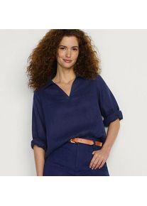 LANDS' END Premium Reinleinen-Schlupfbluse f&uuml;r Damen, Damen, size: regular, Blau, by Lands' End