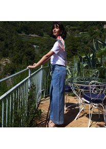 LANDS' END Soft Comfort weite Jeans im Leinenmix in Petite-Gr&ouml;&szlig;e, Damen, size: petite, Blau, by Lands' End