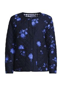 LANDS' END Kragenlose FEATHERFREE Wende-Steppjacke Gemustert f&uuml;r Damen, Damen, size: regular, Blau, Polyester, by Lands' End