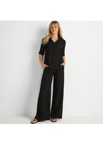 LANDS' END Weite Crinkle-Hose f&uuml;r Damen, Damen, size: regular, Schwarz, Nylon/Viskose, by Lands' End