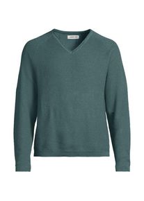 LANDS' END Baumwoll-Pullover mit Struktur und V-Ausschnitt f&uuml;r Herren, Herren, size: regular, Gr&uuml;n, by Lands' End