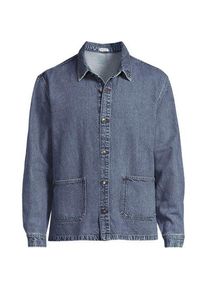 LANDS' END Soft Comfort Hemdjacke im Leinenmix f&uuml;r Herren, Herren, size: regular, Blau, Baumwolle/Leinen/Baumwoll-Mischung, by Lands' End