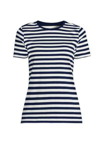 LANDS' END Supima Kurzarm-Shirt mit rundem Ausschnitt f&uuml;r Damen, Damen, size: regular, Blau, Baumwolle, by Lands' End