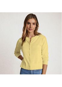 LANDS' END Kurzer Feinstrick-Cardigan aus Baumwolle f&uuml;r Damen, Damen, size: regular, Gelb, Baumwolle, by Lands' End