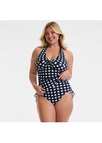 LANDS' END Verstellbare High Waist Bikinihose aus Piqu&eacute; in Plus-Gr&ouml;&szlig;e, Damen, size: plus, Blau, Nylon-Mischung, by Lands' End