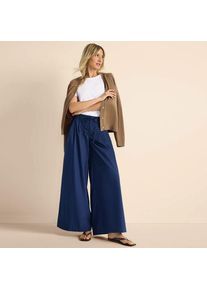 LANDS' END Extraweite Bundfaltenhose aus Baumwoll-Popeline f&uuml;r Damen in Petite-Gr&ouml;&szlig;e, Damen, size: petite, Blau, Baumwolle, by Lands' End