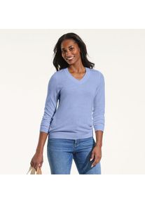 LANDS' END CashTouch Pullover mit V-Ausschnitt f&uuml;r Damen, Damen, size: regular, Blau, Polyacryl, by Lands' End