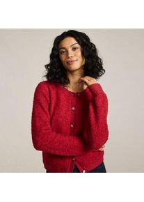 LANDS' END Boucl&eacute;-Cardigan mit goldfarbenen Kn&ouml;pfen f&uuml;r Damen in Petite-Gr&ouml;&szlig;e, Damen, size: petite, Rot, Wolle/Polyester/Polyacryl, by Lands' End